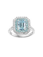 14K White Gold Aquamarine, Paraíba Tourmaline & 0.39 TCW Diamond Ring