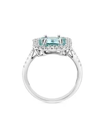 14K White Gold Aquamarine, Paraíba Tourmaline & 0.39 TCW Diamond Ring