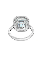 14K White Gold Aquamarine, Paraíba Tourmaline & 0.39 TCW Diamond Ring