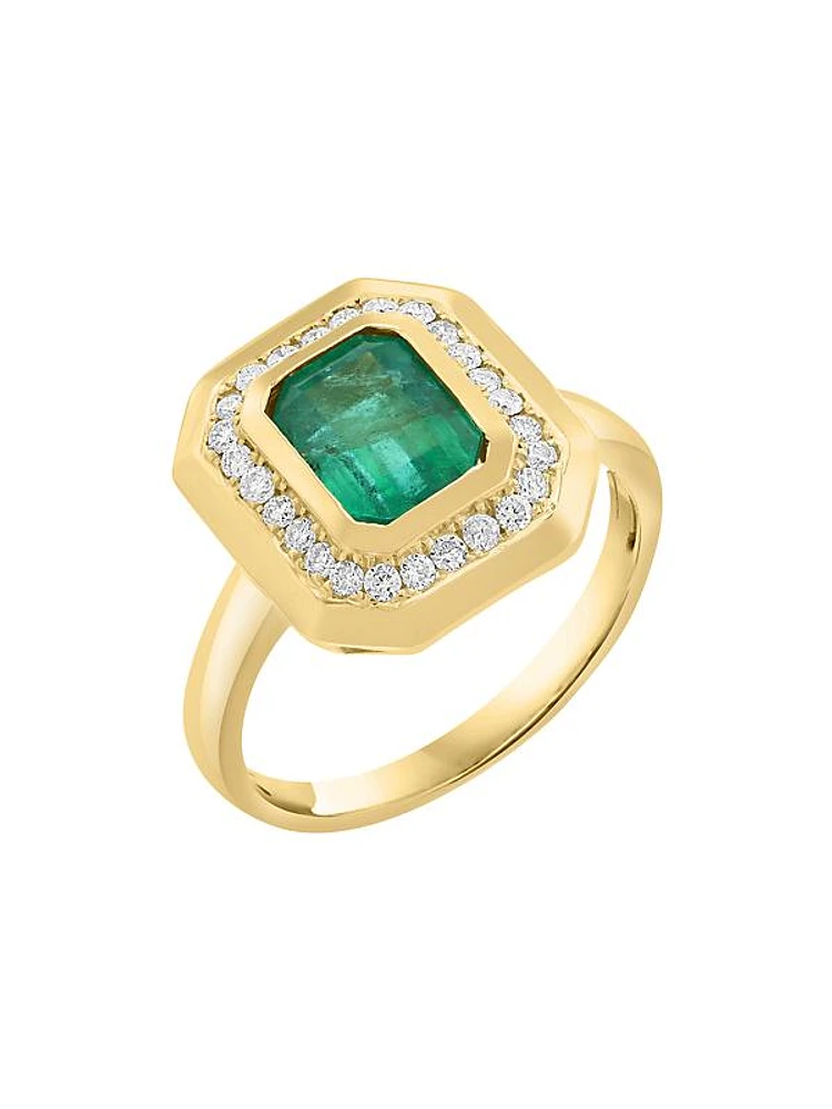 14K Yellow Gold, Emerald & 0.25 TCW Diamond Ring