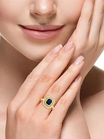 14K Yellow Gold, Blue Sapphire & 0.25 TCW Diamond Ring