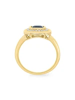 14K Yellow Gold, Blue Sapphire & 0.25 TCW Diamond Ring