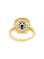 14K Yellow Gold, Blue Sapphire & 0.25 TCW Diamond Ring