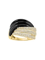 14K Yellow Gold, Onyx & 0.61 TCW Diamond Ring