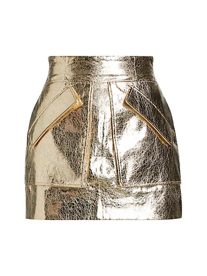 Cherry Faux-Leather Miniskirt