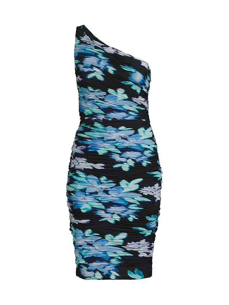 Rosemary Floral Ruched One-Shoulder Dress