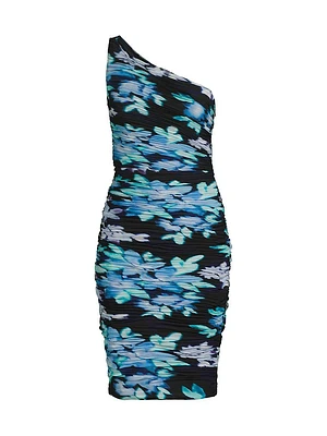 Rosemary Floral Ruched One-Shoulder Dress