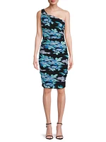 Rosemary Floral Ruched One-Shoulder Dress