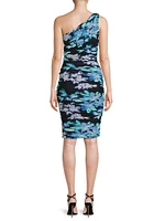 Rosemary Floral Ruched One-Shoulder Dress