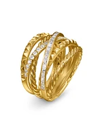 Crossover Trio Six Row Ring 18K Yellow Gold