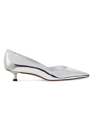 Eva 35MM Mirrored Leather Kitten-Heel Pumps