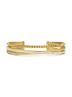 Crossover Trio Three Row Cuff Bracelet 18K Yellow Gold