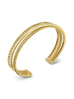 Crossover Trio Three Row Cuff Bracelet 18K Yellow Gold