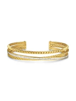 Crossover Trio Three Row Cuff Bracelet 18K Yellow Gold