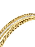 Crossover Trio Three Row Cuff Bracelet 18K Yellow Gold