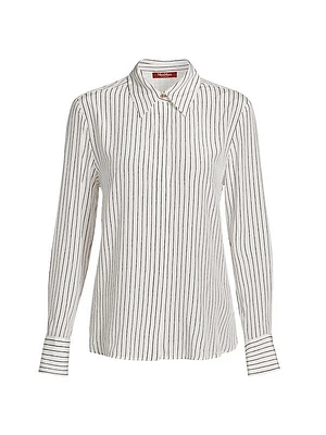 Lama Pinstriped Silk Button-Front Shirt