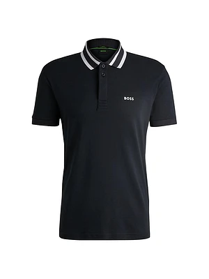 Interlock-Cotton Polo Shirt with Logo Detail