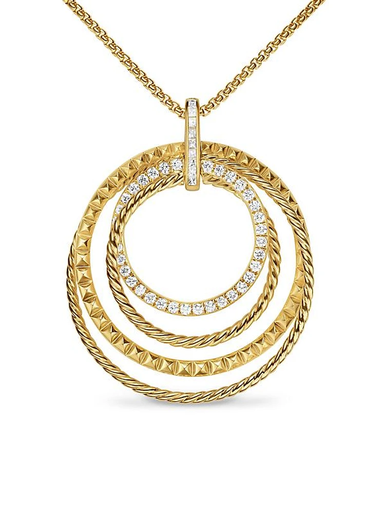 Crossover Trio Pendant Necklace in 18K Yellow Gold with Diamonds