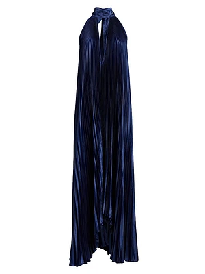 La Fete Opera Pleated Halterneck Gown