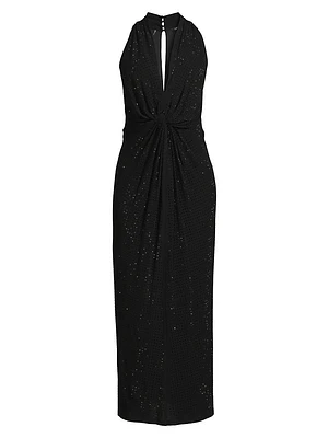 Talia Halter Gathered Cocktail Dress