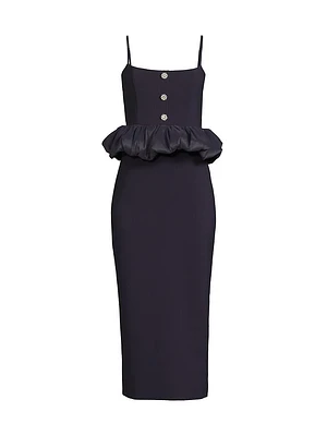 Taffia Peplum-Waist Midi-Dress