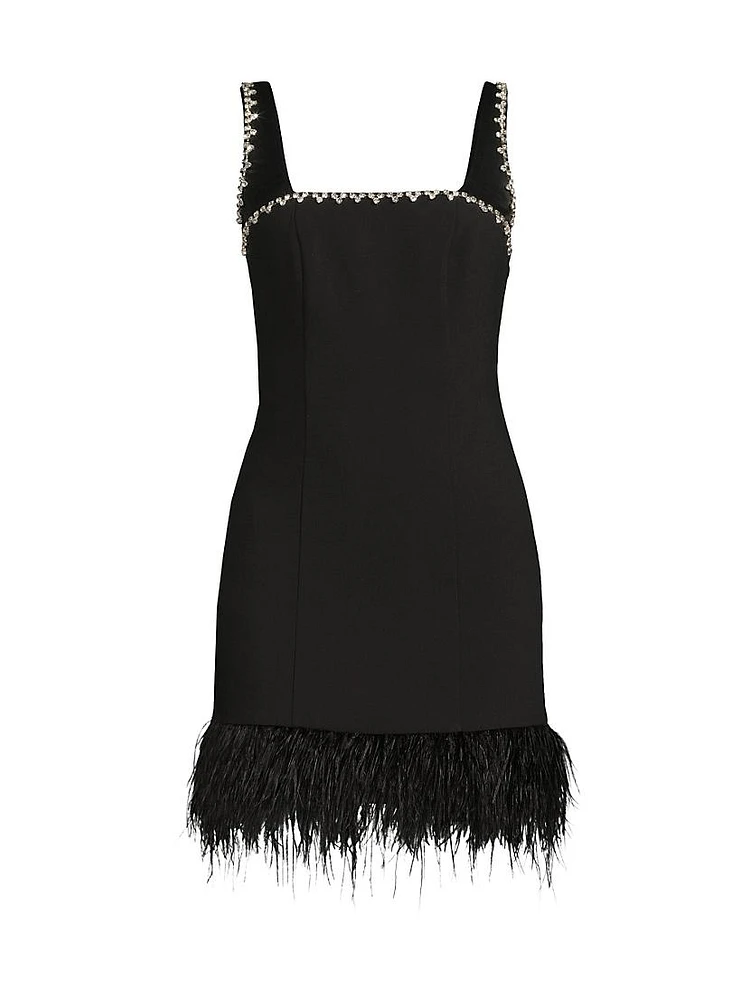 Georgie Feather-Trim Minidress