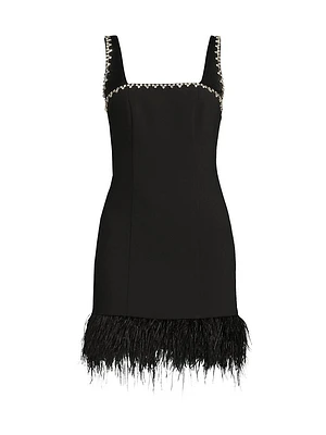 Georgie Feather-Trim Minidress