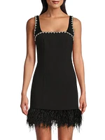 Georgie Feather-Trim Minidress