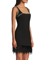 Georgie Feather-Trim Minidress