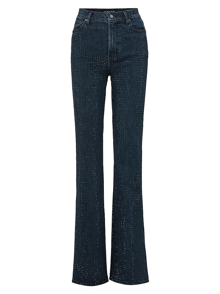 Crosbie Embellished High-Rise Wide-Leg Jeans
