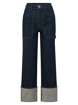 Dylan Cuffed High-Rise Straight Jeans