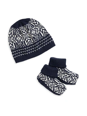 Baby Boy's 2-Piece Snowflake Knit Beanie & Booties Set