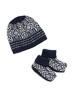 Baby Boy's 2-Piece Snowflake Knit Beanie & Booties Set