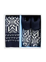 Baby Boy's 2-Piece Snowflake Knit Beanie & Booties Set