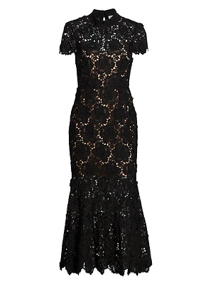 Flower Lace Mermaid Midi-Dress