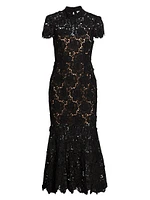 Flower Lace Mermaid Midi-Dress
