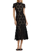 Flower Lace Mermaid Midi-Dress