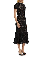 Flower Lace Mermaid Midi-Dress