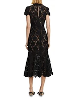 Flower Lace Mermaid Midi-Dress