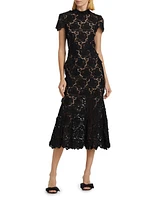 Flower Lace Mermaid Midi-Dress
