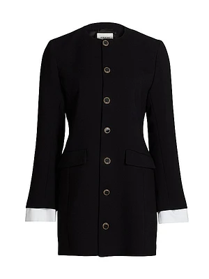 Suiting Button-Front Minidress