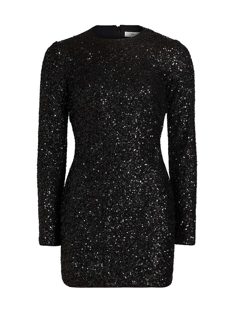 Sequin Embellished Long-Sleeve Minidress