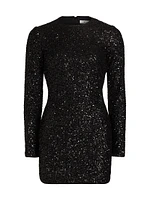 Sequin Embellished Long-Sleeve Minidress