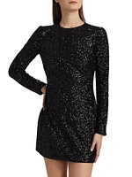 Sequin Embellished Long-Sleeve Minidress