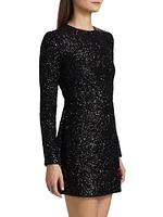 Sequin Embellished Long-Sleeve Minidress