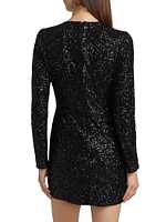 Sequin Embellished Long-Sleeve Minidress