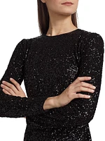 Sequin Embellished Long-Sleeve Minidress
