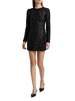 Sequin Embellished Long-Sleeve Minidress