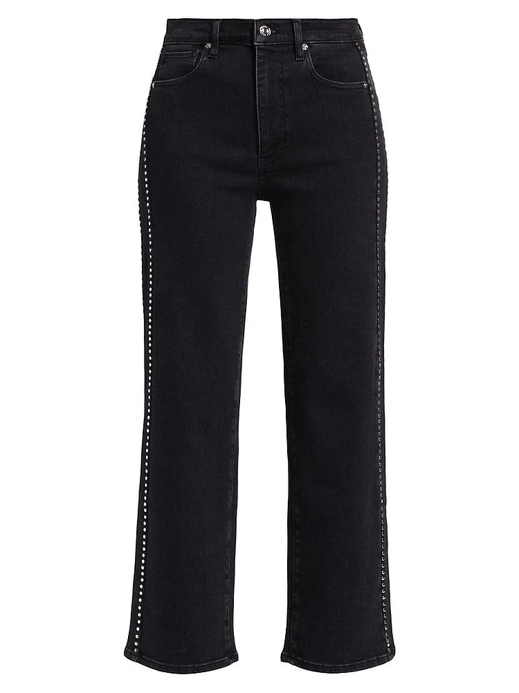 Le Sleek Straight Studded Jeans