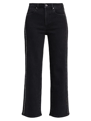 Le Sleek Straight Studded Jeans
